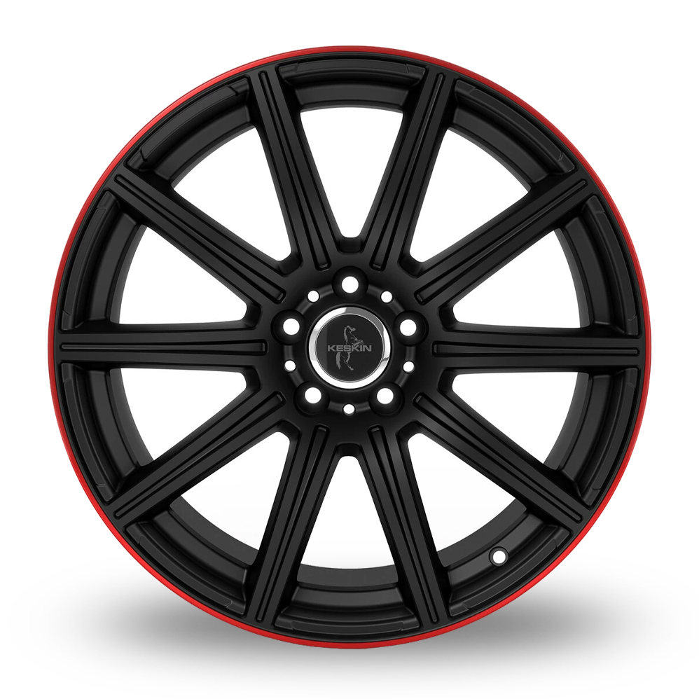 19" Keskin Tuning KT16 Matt Black Lip Red Alloy Wheels