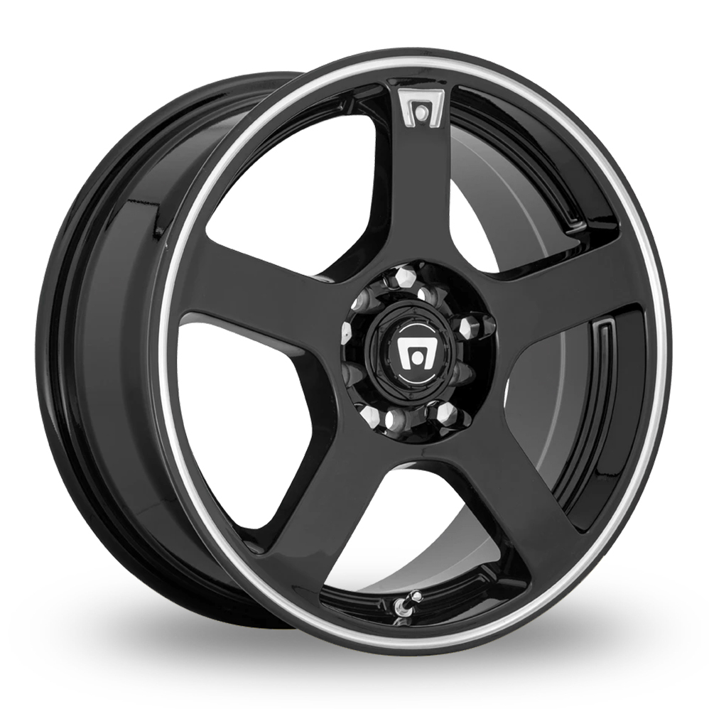 Motegi Racing MR116 FS5 (USA Warehouse) Gloss Black With Machined Flange Alloy Wheels