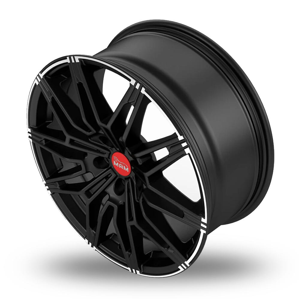 19" MAM B3N Matt Black Polished Lip Alloy Wheels