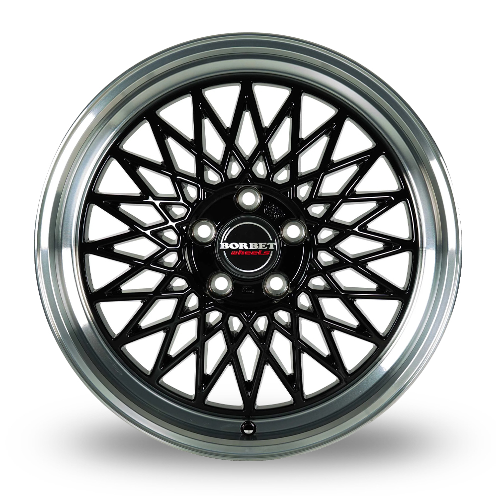 17" Borbet B Black Polished Rim Alloy Wheels