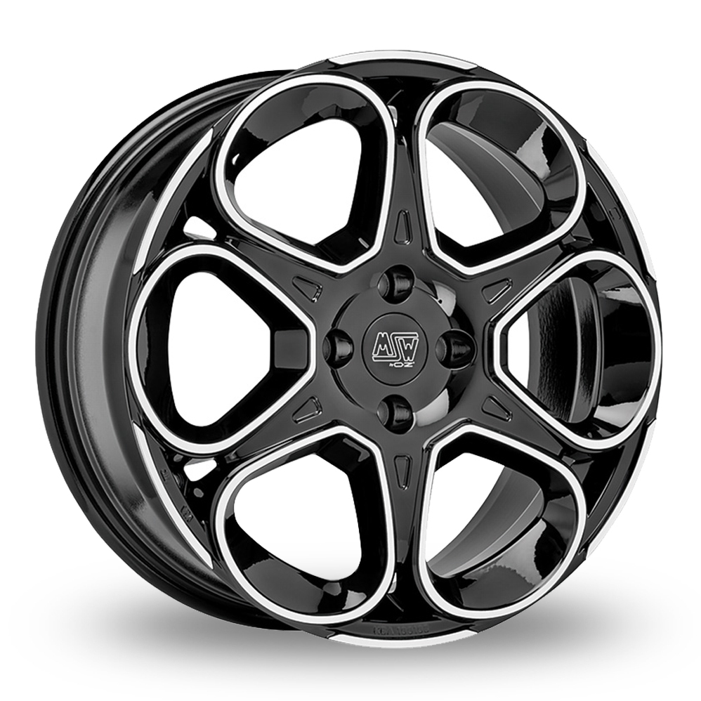 MSW (by OZ) 83 Gloss Black Polished Alloy Wheels