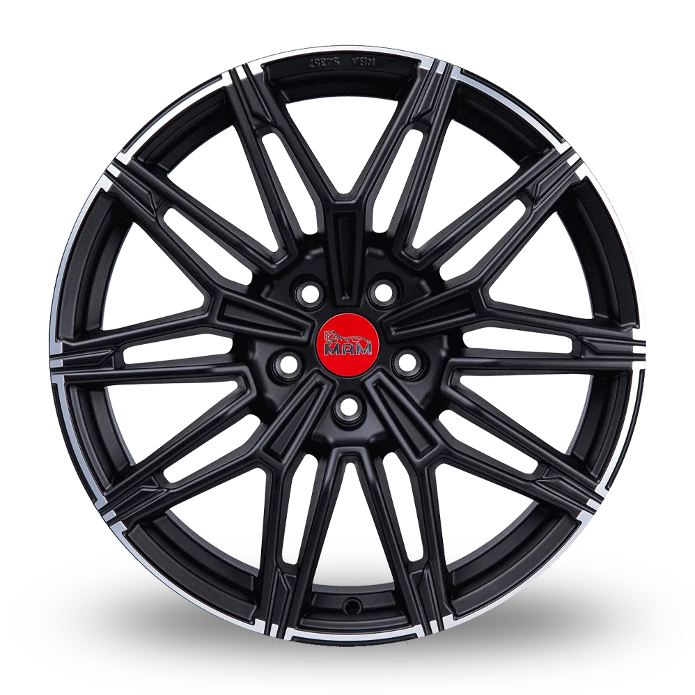 19" MAM B3N Matt Black Polished Lip Alloy Wheels
