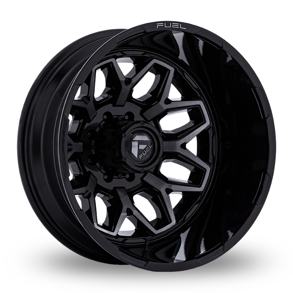 Fuel Off-Road D875 Flux Dually (USA Warehouse) Gloss Black Brush FC Gray Tint Alloy Wheels