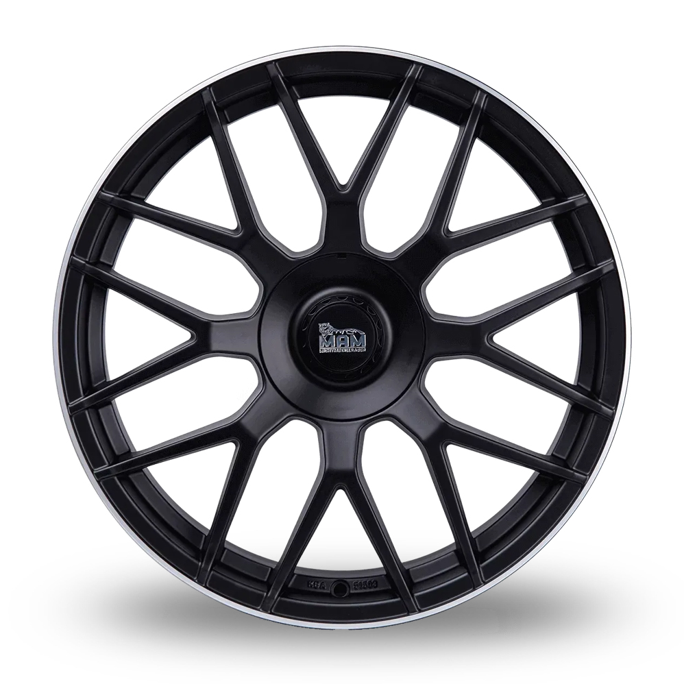 17" MAM GT1 Matt Black Polished Lip Alloy Wheels