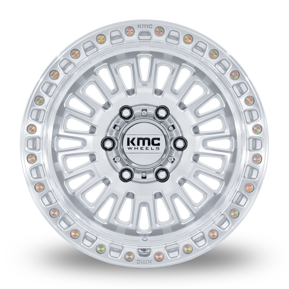 17" KMC KM554 Aztec Gloss Silver With Machined Face Alloy Wheels