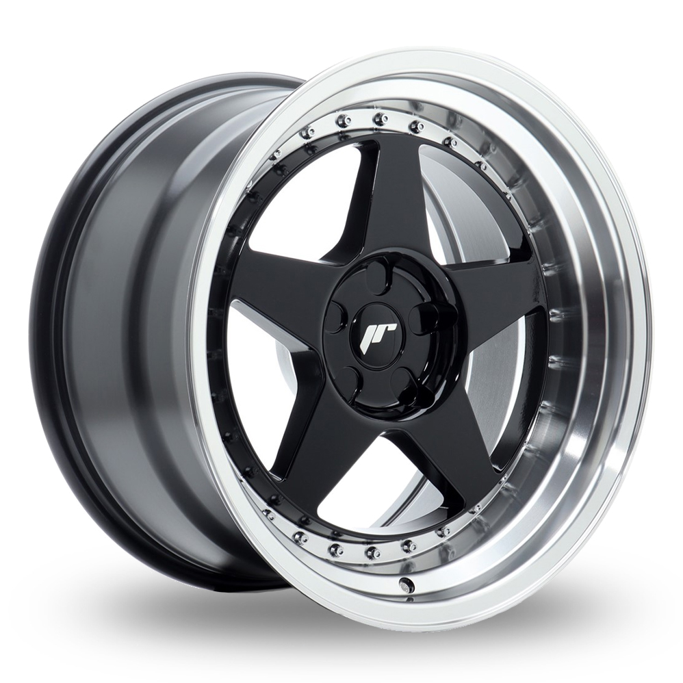 Japan Racing JR6 (10x18) (Custom Fitment) Gloss Black Machined Lip Alloy Wheels