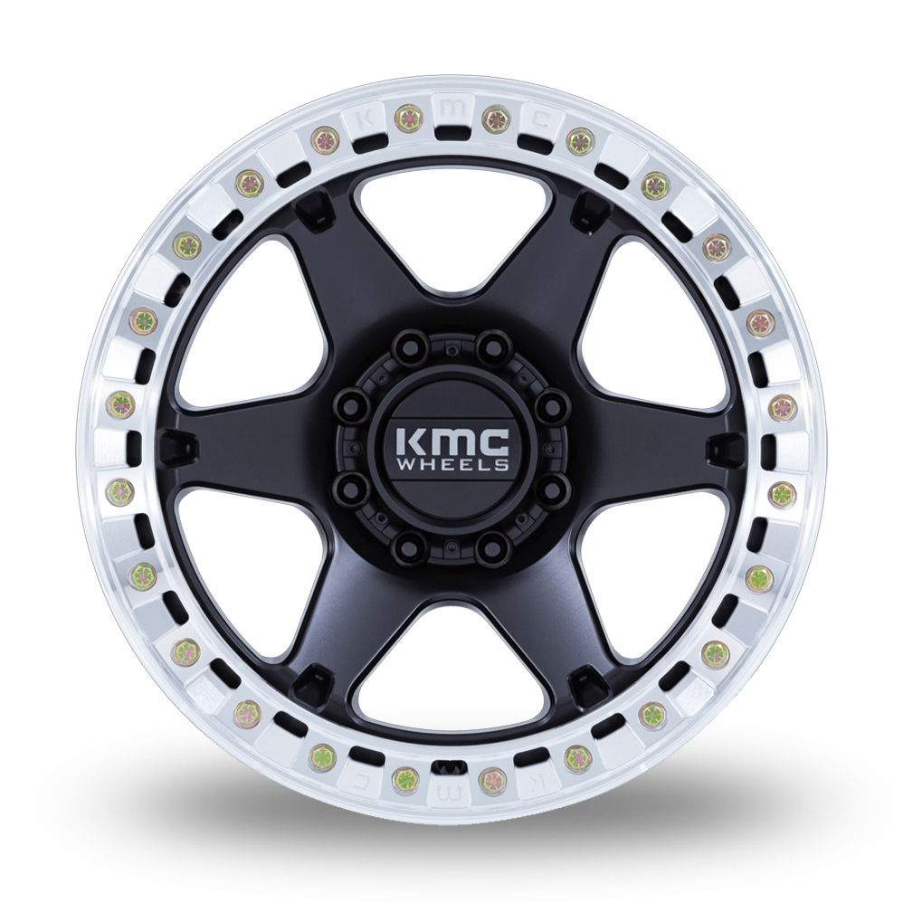 17" KMC KM238 VI Beadlock Satin Black With Machined Ring Alloy Wheels