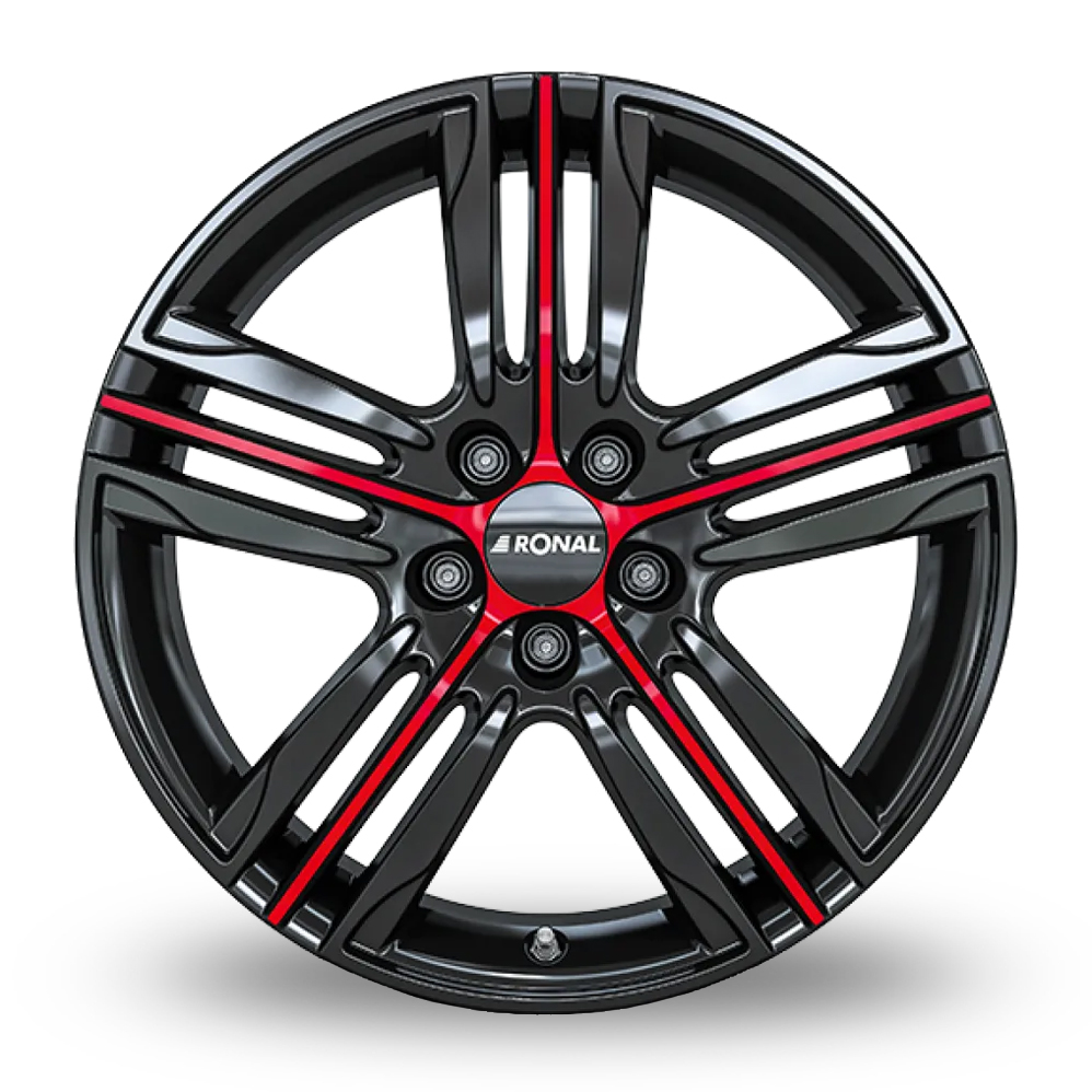 19" Ronal R57 MCR Matt Black Red Spoke Alloy Wheels