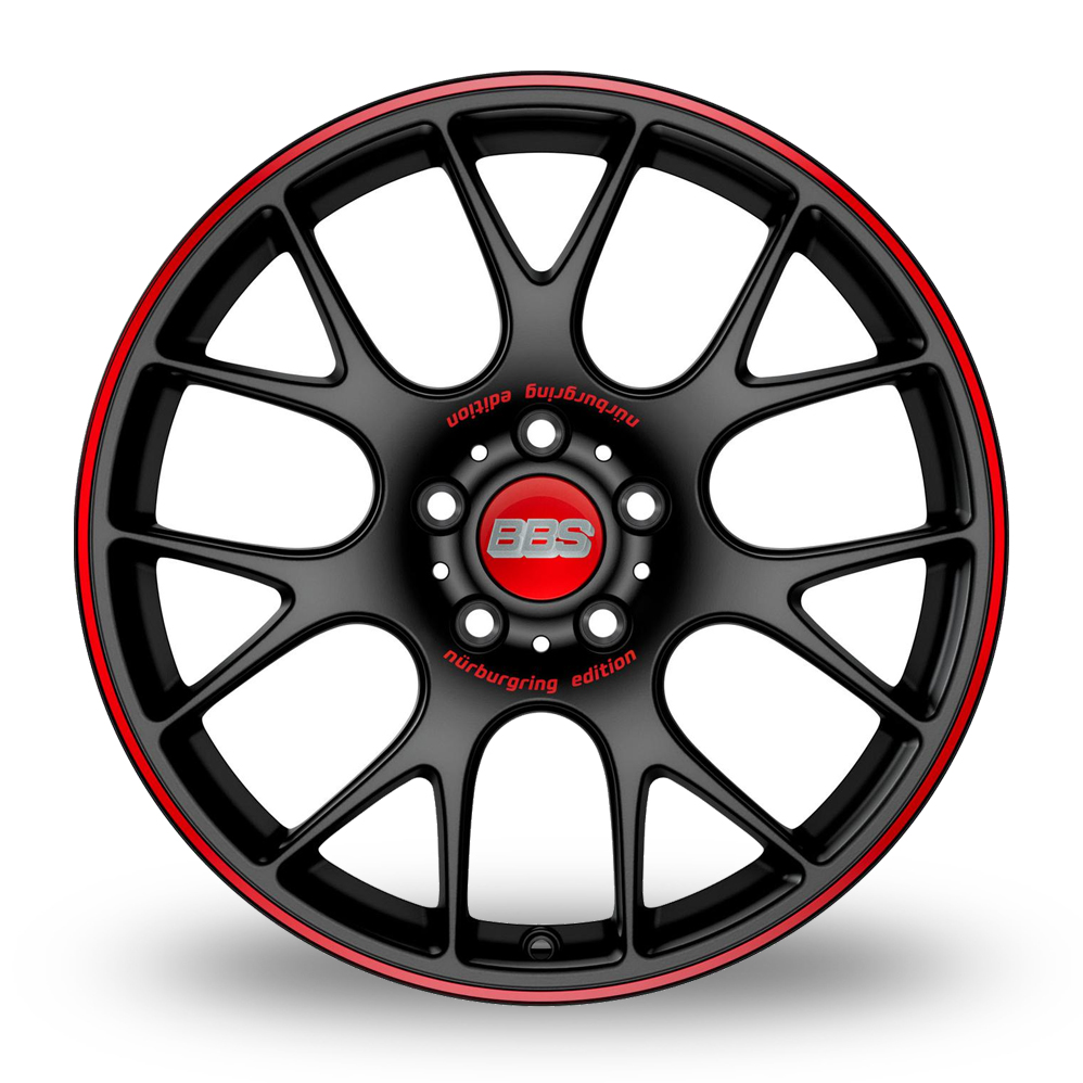 20" BBS CH-R Nurburgring Edition Satin Black Red Rim Alloy Wheels