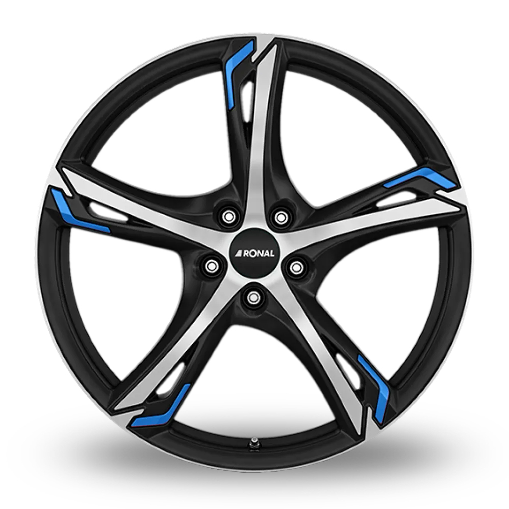 20" Ronal R62 Blue Matt Black Polished Blue Alloy Wheels