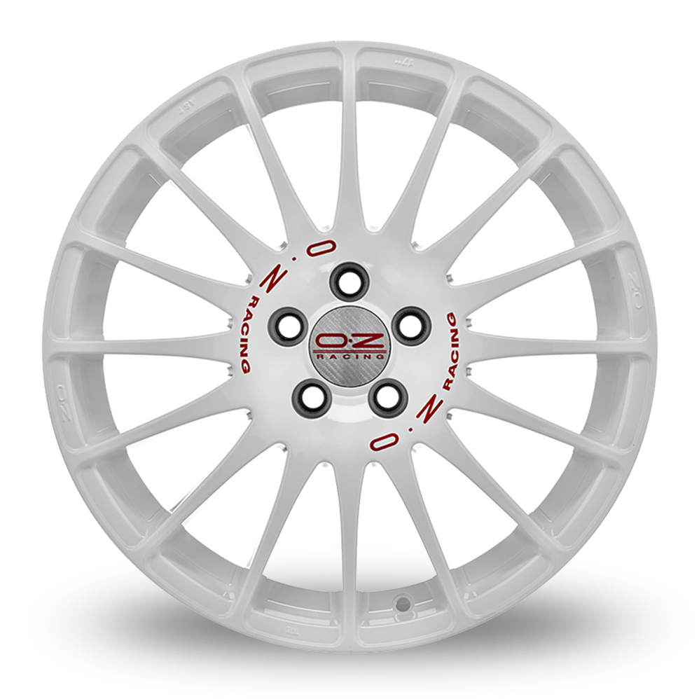 15" OZ Racing Superturismo WRC Race White Red Lettering Alloy Wheels