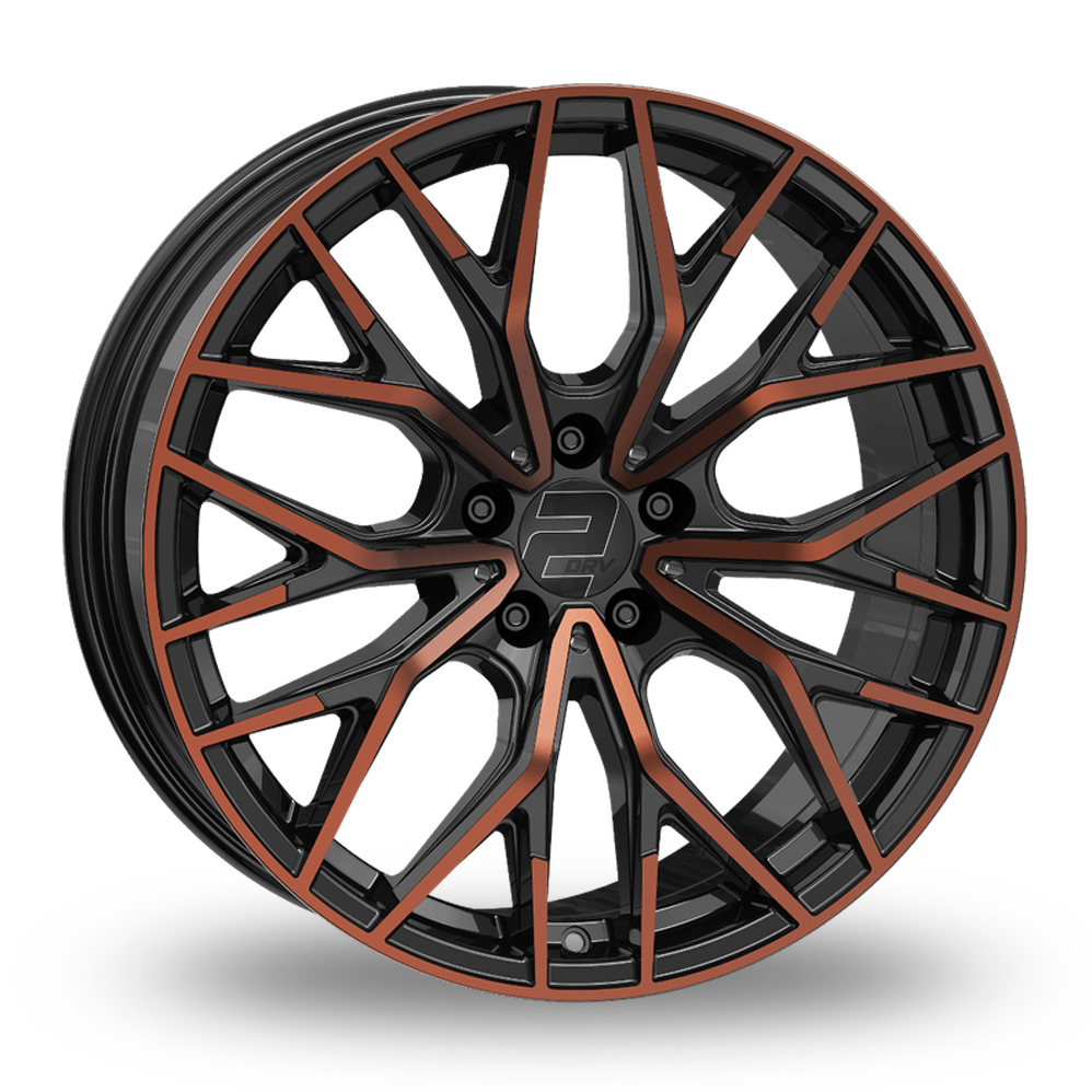 2DRV WH37 Gloss Black Polished Copper Face Alloy Wheels