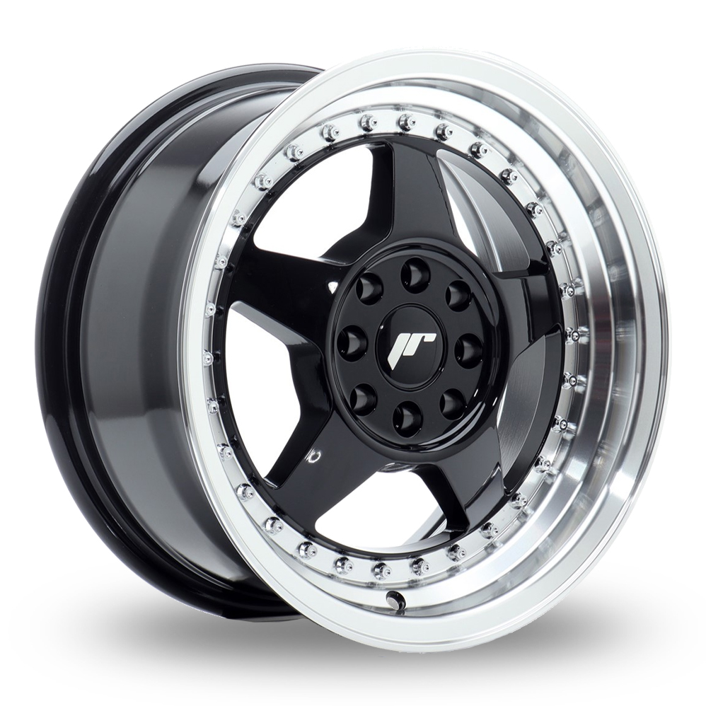 Japan Racing JR6 (7x15) Gloss Black Machined Lip Alloy Wheels