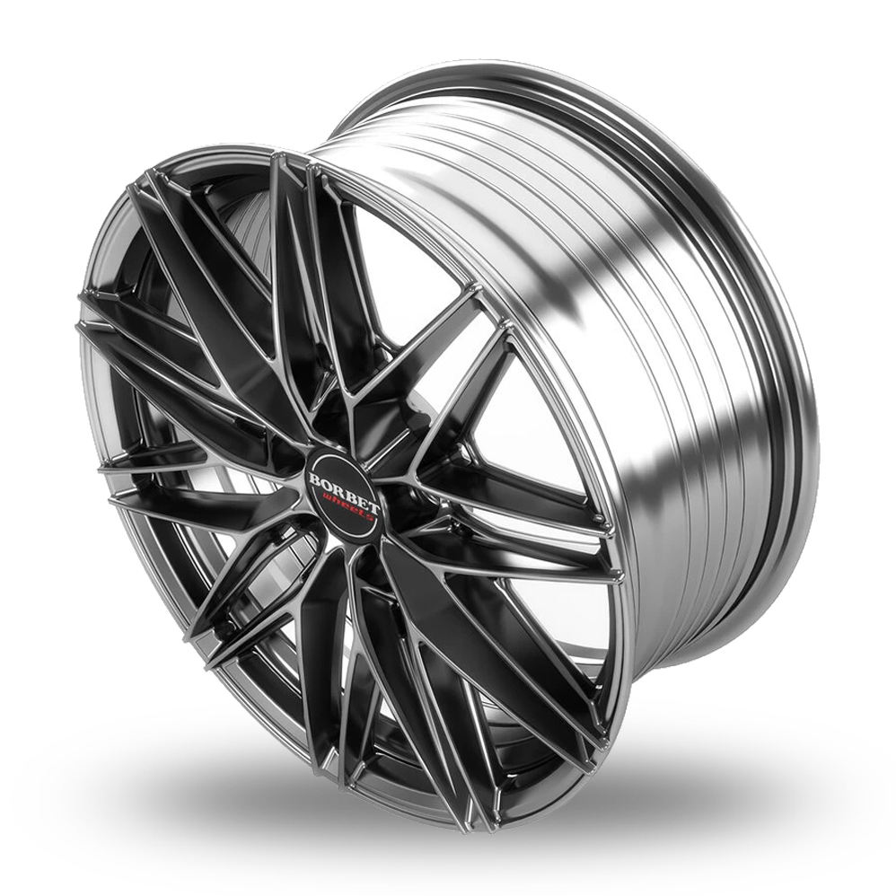 18" Borbet FB1 Hyper Black Silver Alloy Wheels