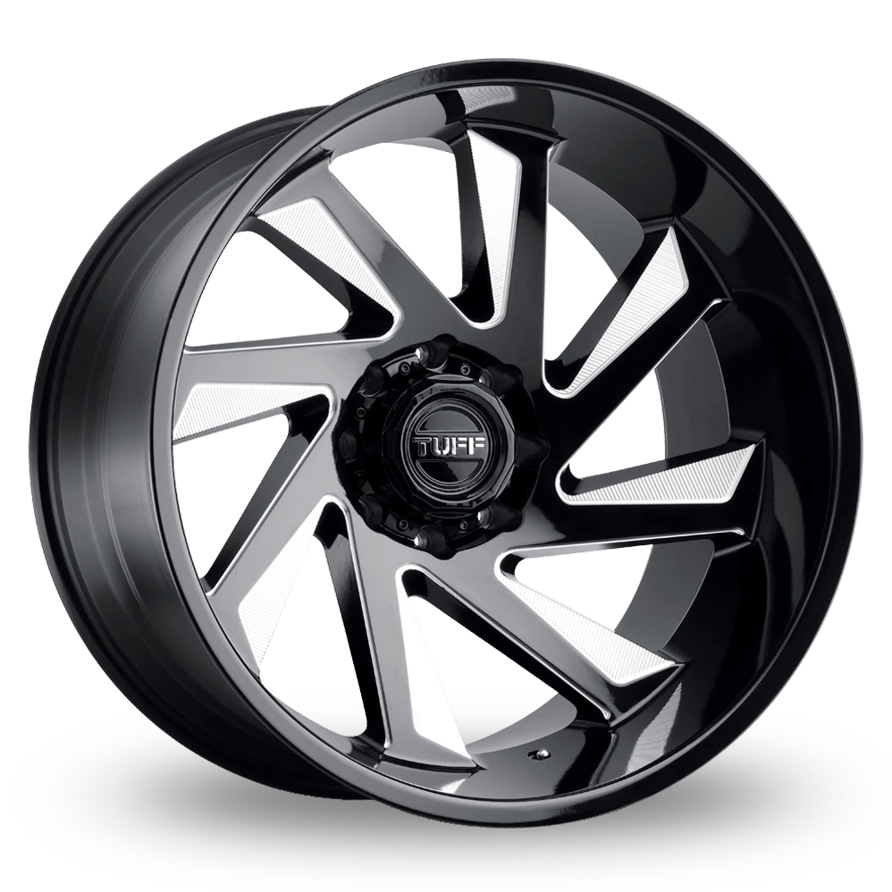 Tuff T1B (USA Warehouse) Gloss Black With Milled Spokes Alloy Wheels