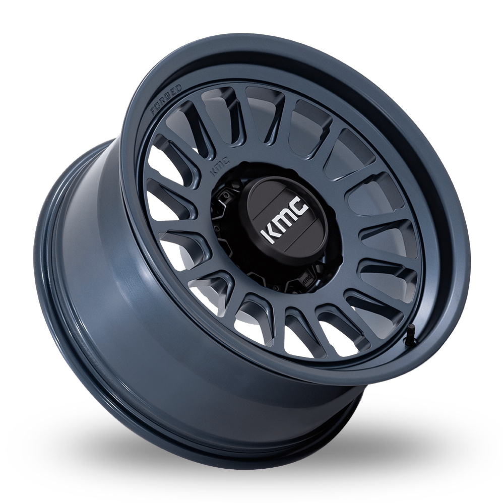 17" KMC KM447 Impact Forged Monoblock Metallic Blue Alloy Wheels