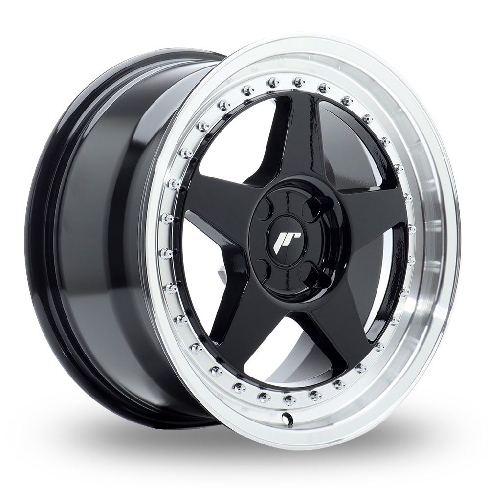 Japan Racing JR6 (8x17) (Custom Fitment) Gloss Black Machined Lip Alloy Wheels