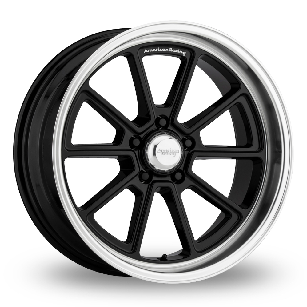 American Racing Vintage VN510 Draft (EU Warehouse) Gloss Black With Diamond Cut Lip Alloy Wheels
