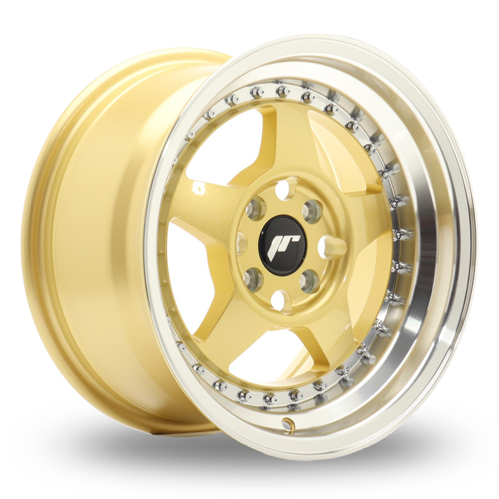 Japan Racing JR6 (8x15) Gold Machined Lip Alloy Wheels
