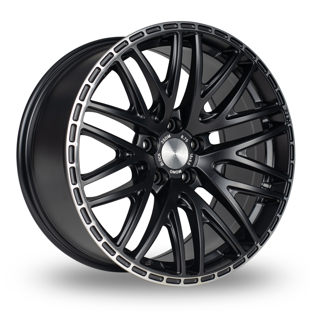 3SDM 0.75 Matt Black Machined Lip Alloy Wheels