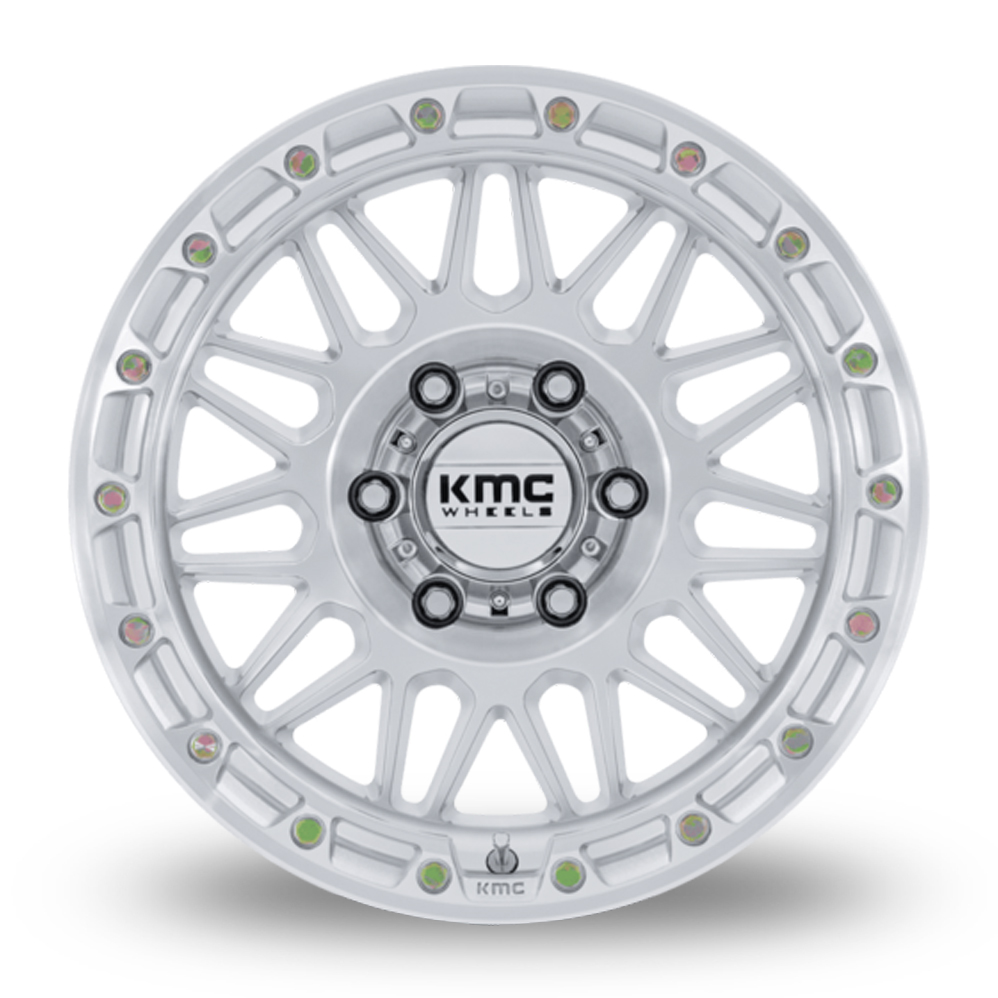 17" KMC KM555 Attack (USA Warehouse) Gloss Silver Polished Alloy Wheels