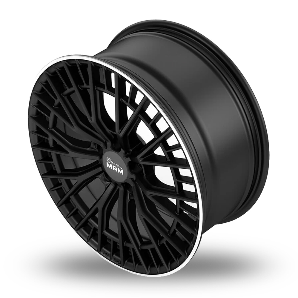 19" MAM GT2 Matt Black Polished Lip Alloy Wheels