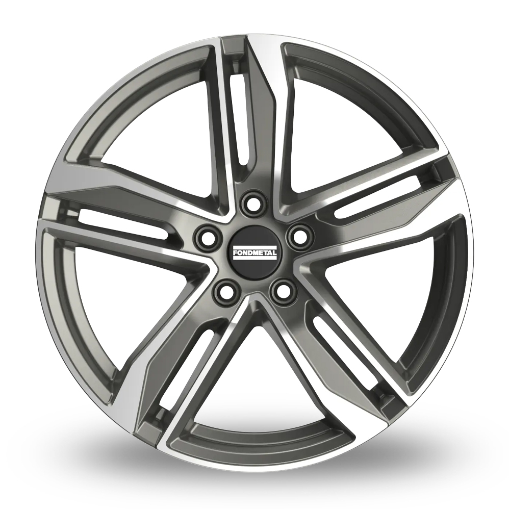 18" Fondmetal Hexis Gloss Titanium Machined Alloy Wheels