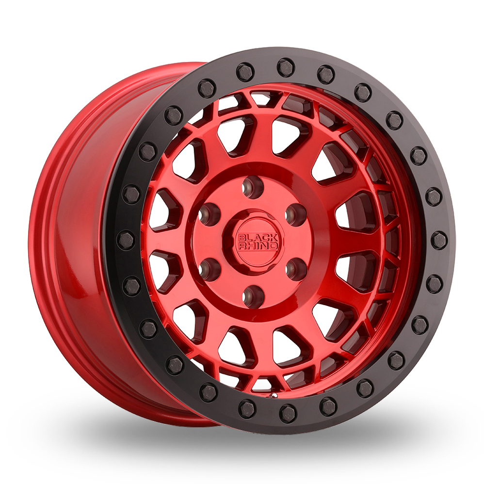 Black Rhino Primm Beadlock (USA Warehouse) Candy Red With Black Ring Alloy Wheels