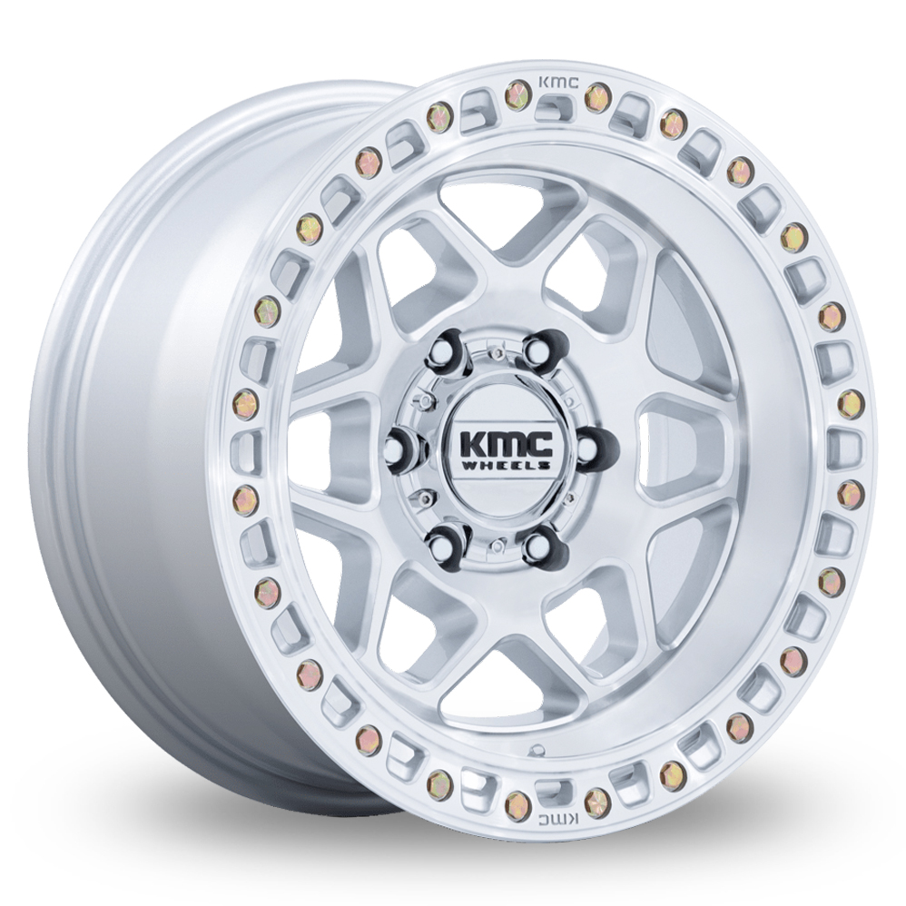 KMC KM553 Torx (USA Warehouse) Gloss Silver With Machined Face Alloy Wheels