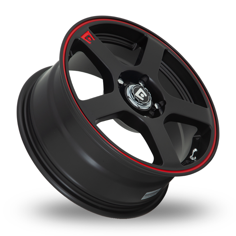 18" Motegi Racing MR116 FS5 (USA Warehouse) Matte Black With Red Stripe Alloy Wheels