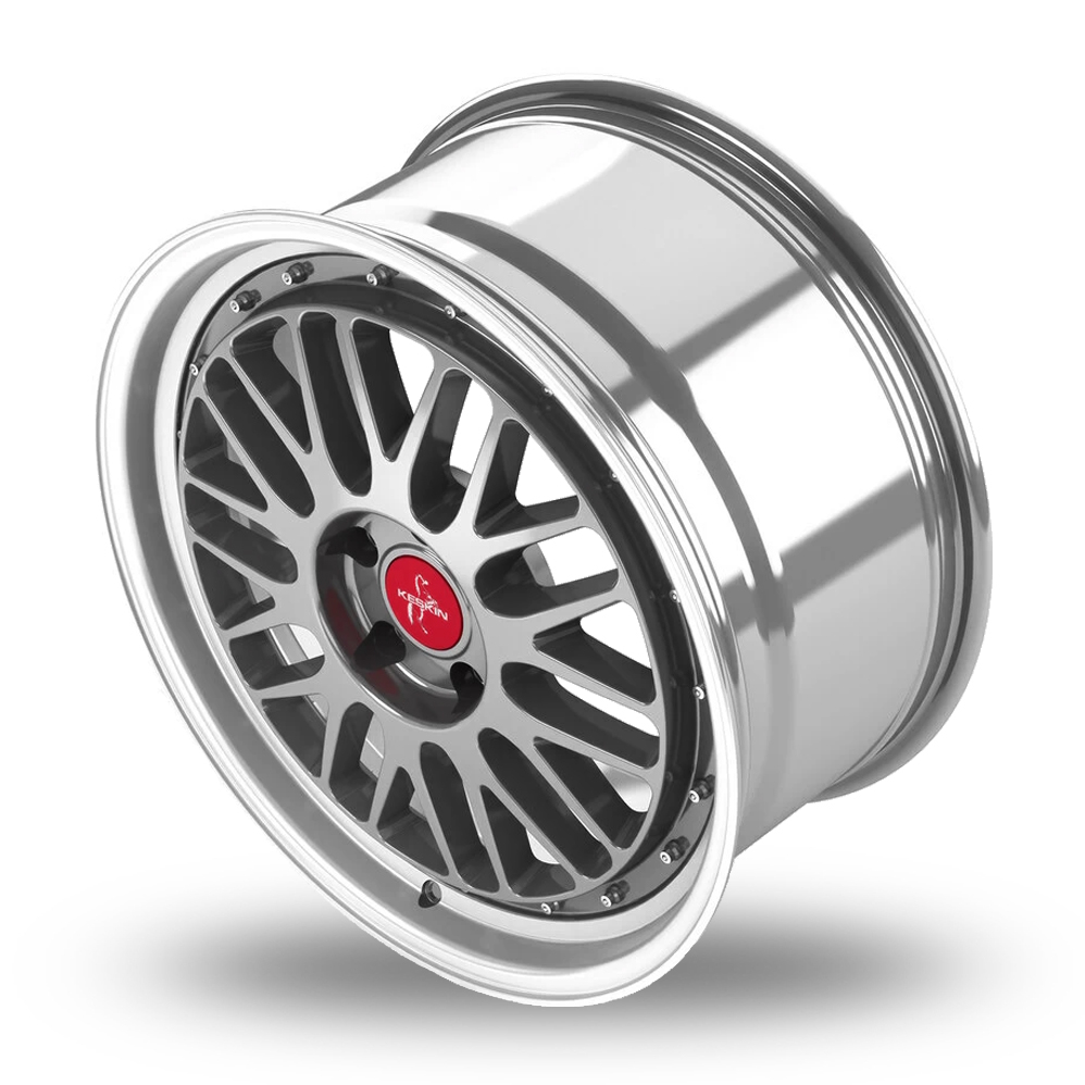 18" Keskin Tuning KT22 Titan Grey Polished Lip Alloy Wheels