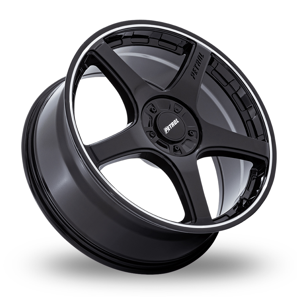 20" Petrol PE003 P2E (USA Warehouse) Gloss Black With Machined Lip Alloy Wheels