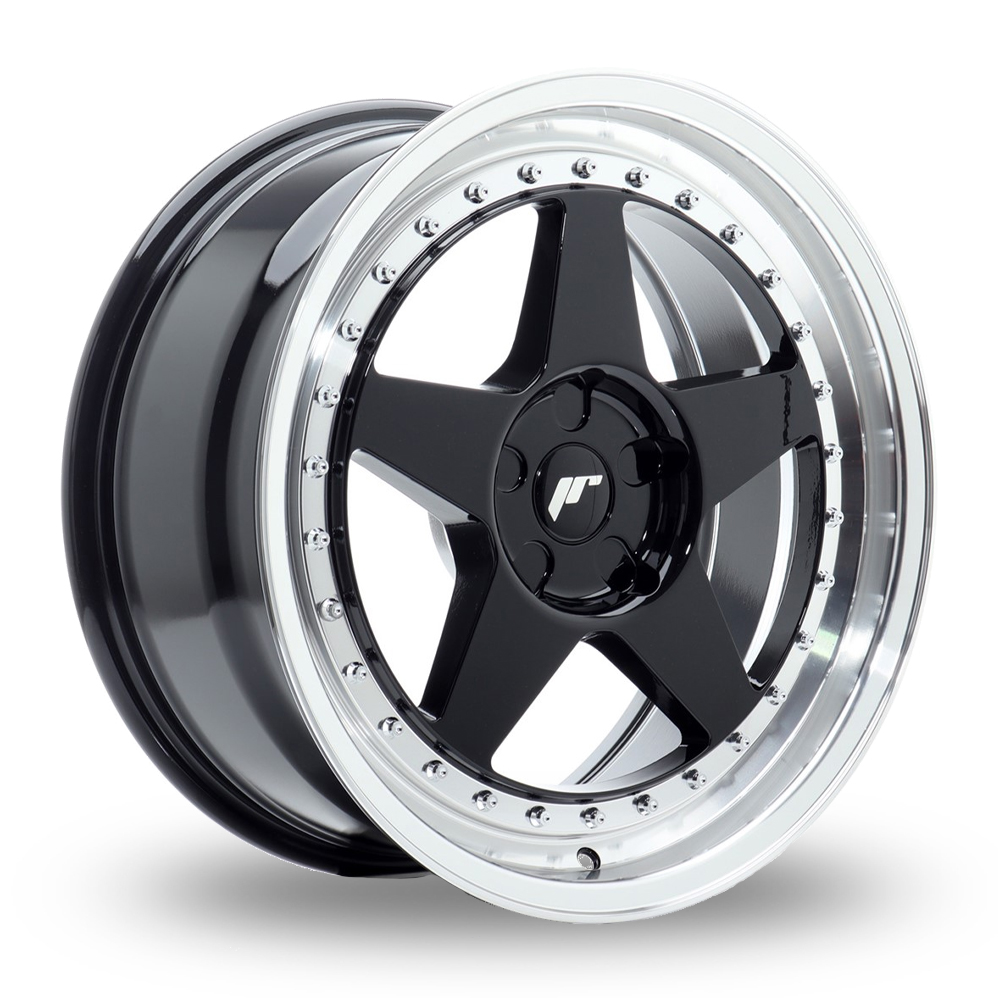 Japan Racing JR6 (8x18) (Custom Fitment) Gloss Black Machined Lip Alloy Wheels