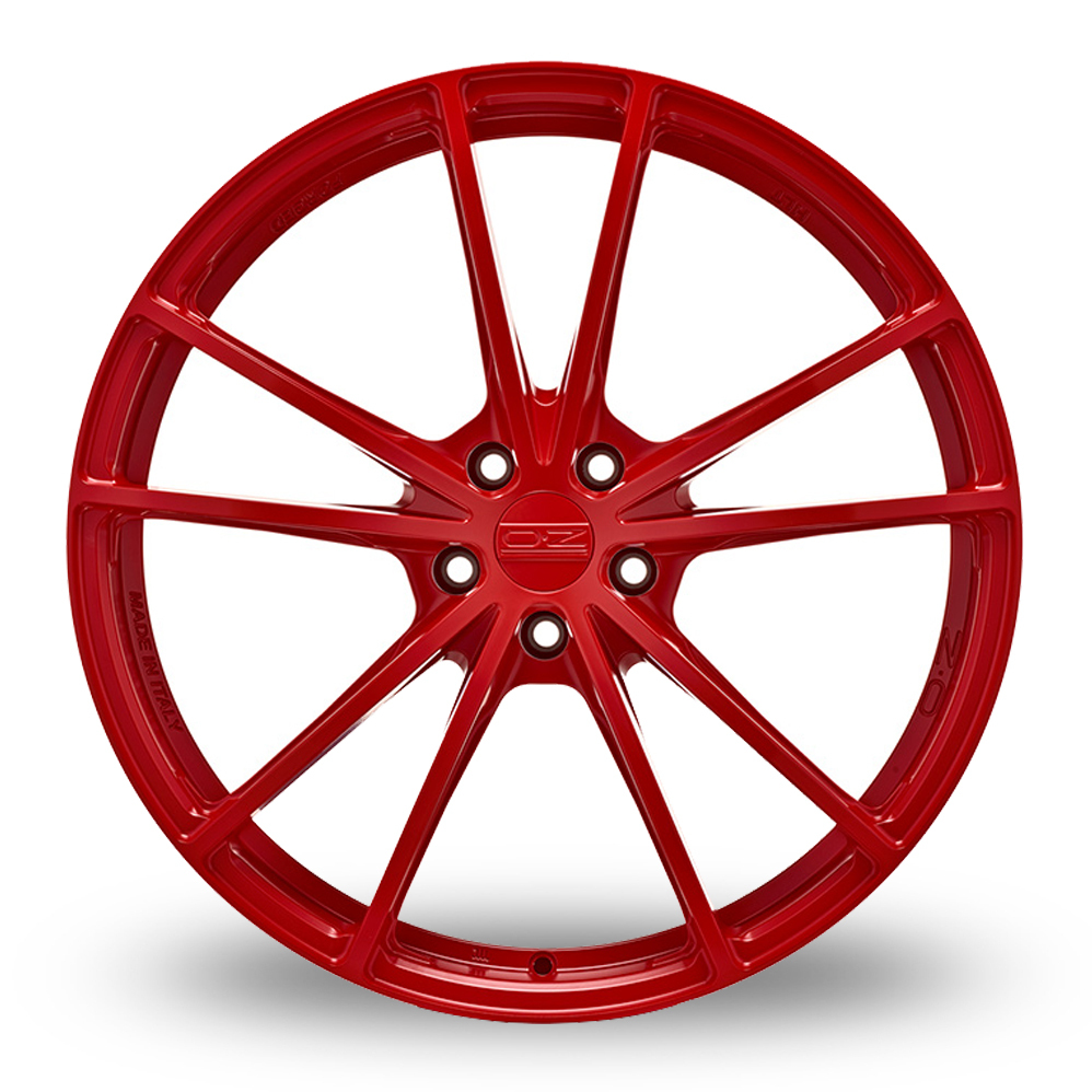 19 Inch Front & 20 Inch Rear OZ Racing Forged Zeus Red Alloy Wheels