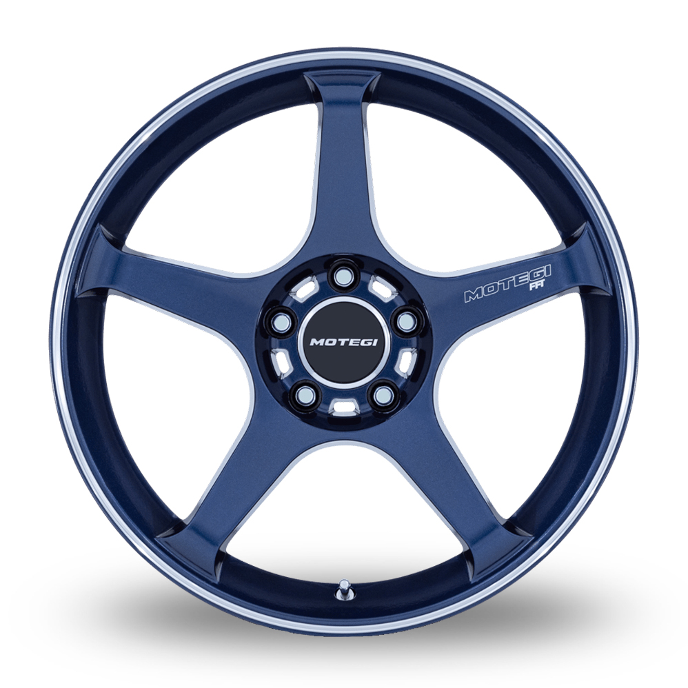 18" Motegi Racing MR159 Battle V (USA Warehouse) Obsidian Blue With Machined Lip Stripe Alloy Wheels