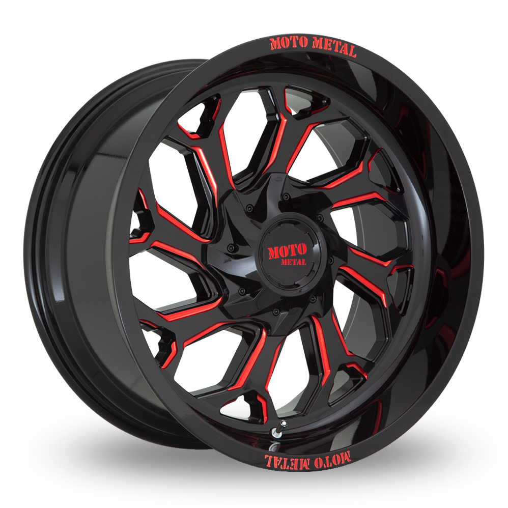 Moto Metal MO999 (USA Warehouse) Gloss Black Milled With Red Tint Alloy Wheels