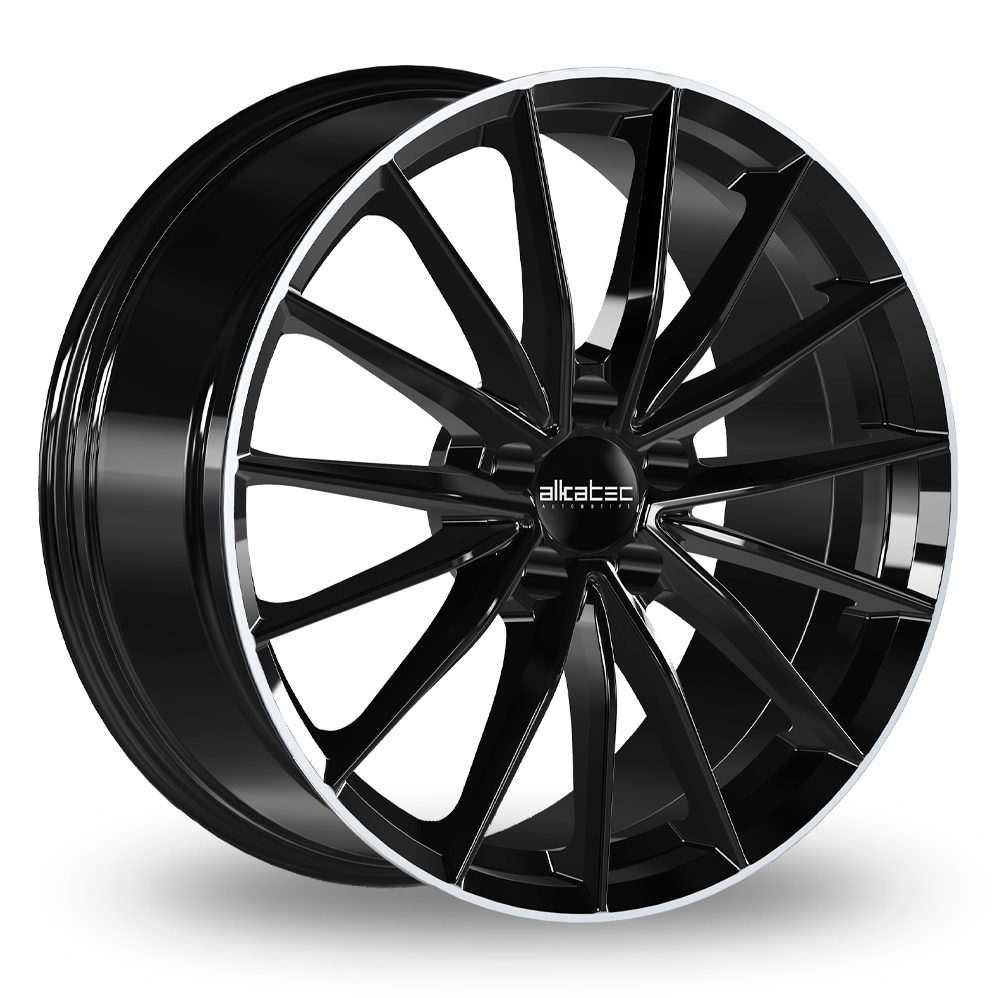Alkatec FRN Gloss Black Polished Lip Alloy Wheels