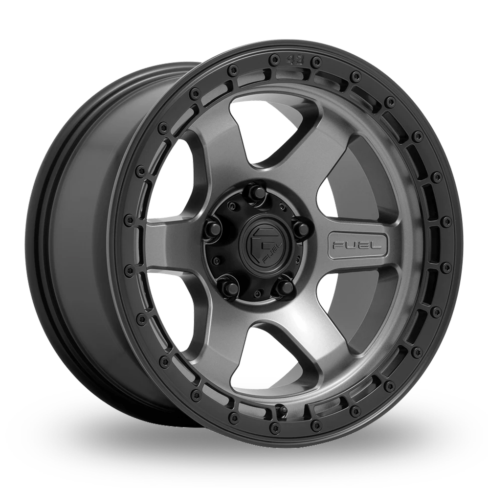 Fuel Off-Road D752 Block (EU Warehouse) Matt Gunmetal With Black Ring Alloy Wheels