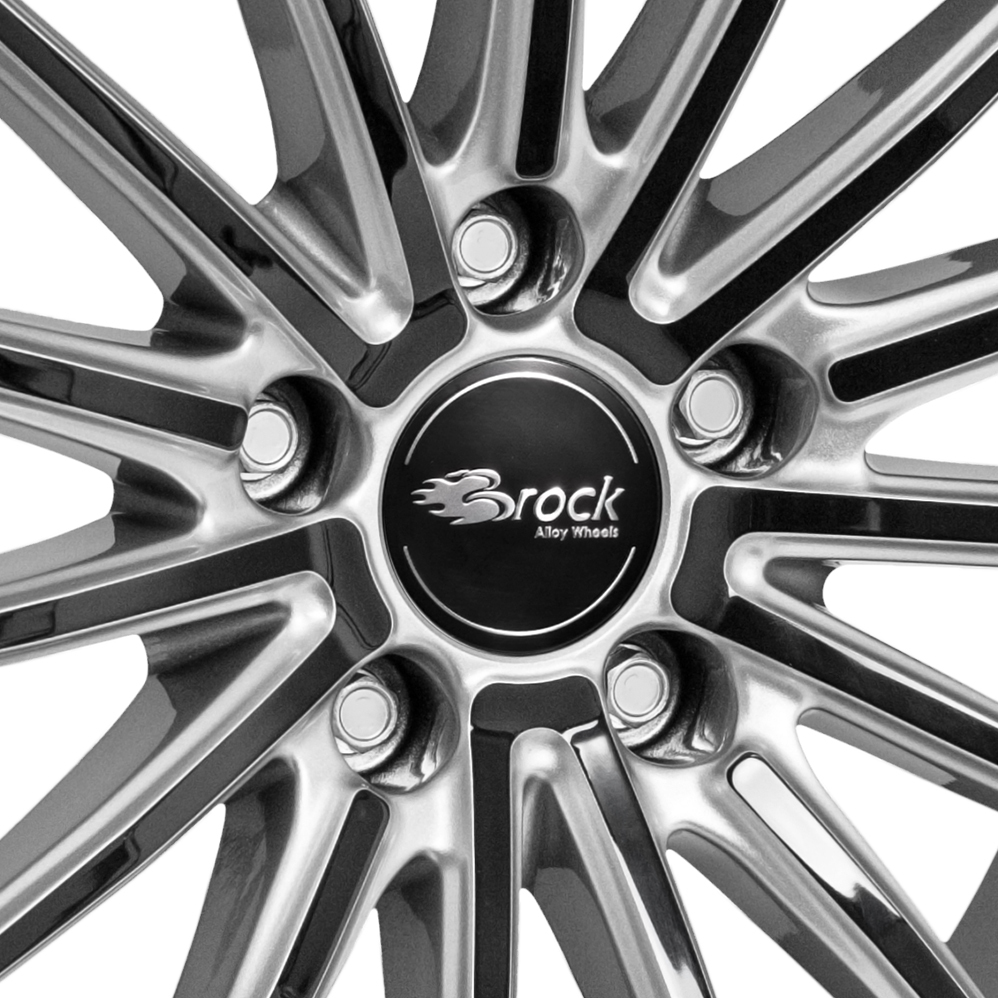 18" Brock B36 Crystal Silver Black Alloy Wheels
