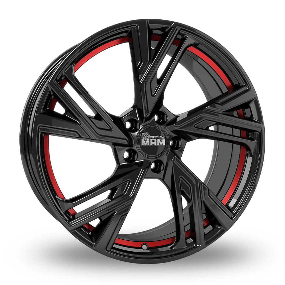 7.5x17 5x114.3 ET45 MAM RS5 (Black Painted Red Inside) (72.6cb) Alloy Wheels
