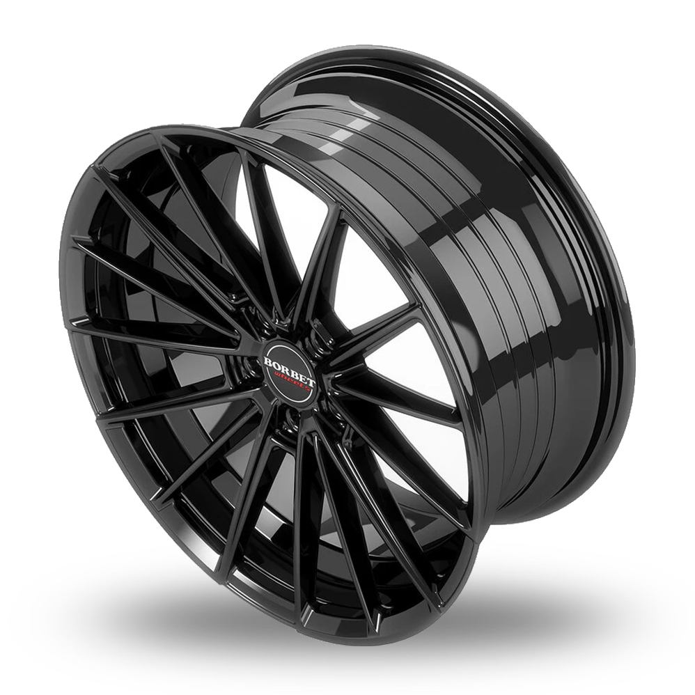 20" Borbet FB2DC Gloss Black Alloy Wheels