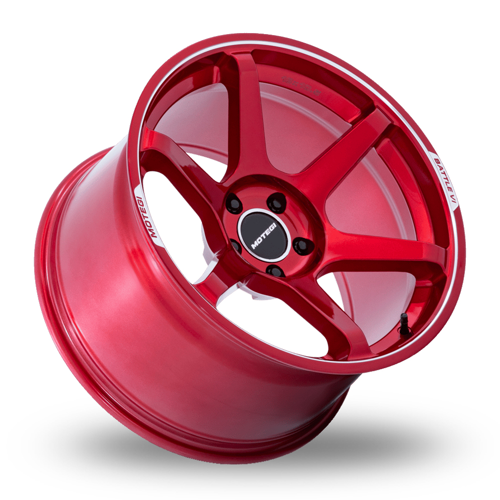 18" Motegi Racing MR160 Battle VI Cherry Red Metallic With Machined Lip Alloy Wheels