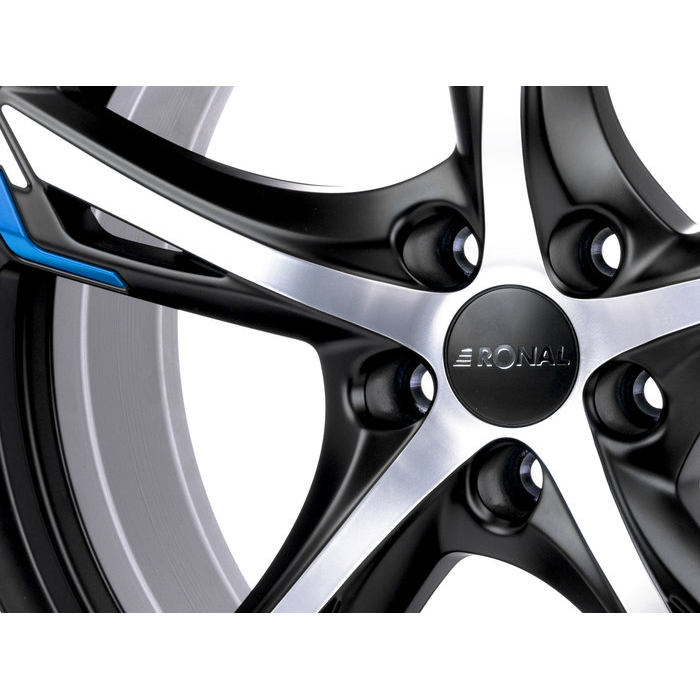 20" Ronal R62 Blue Matt Black Polished Blue Alloy Wheels