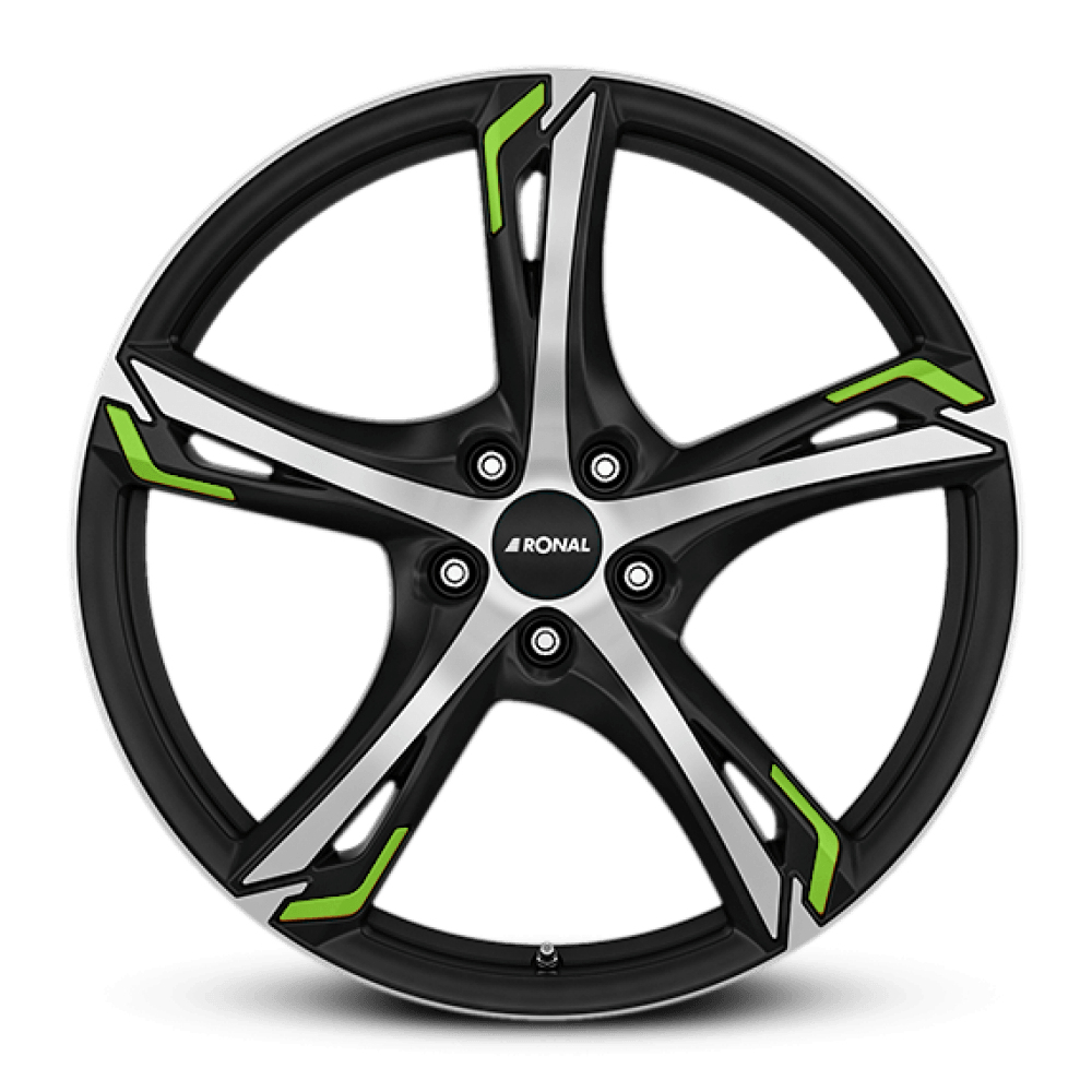 20" Ronal R62 Green Matt Black Polished Green Alloy Wheels