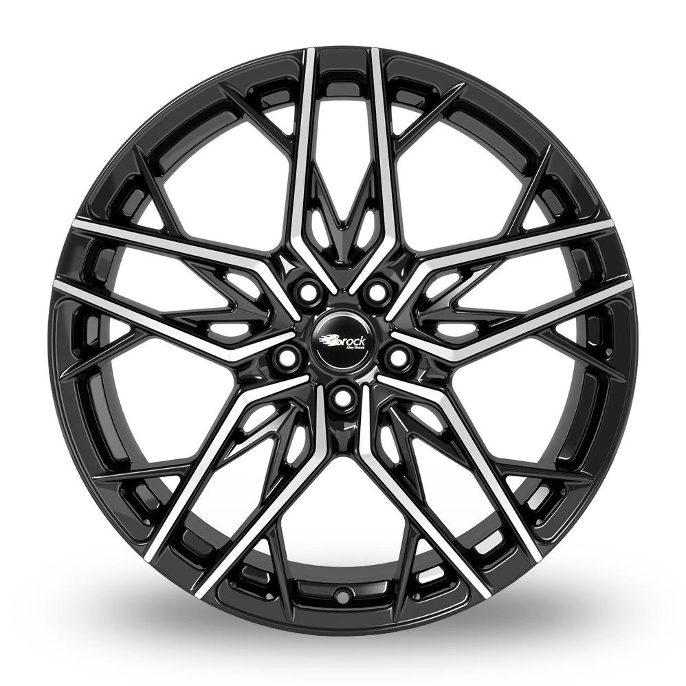 18" Brock B44 Gloss Black Polished Alloy Wheels