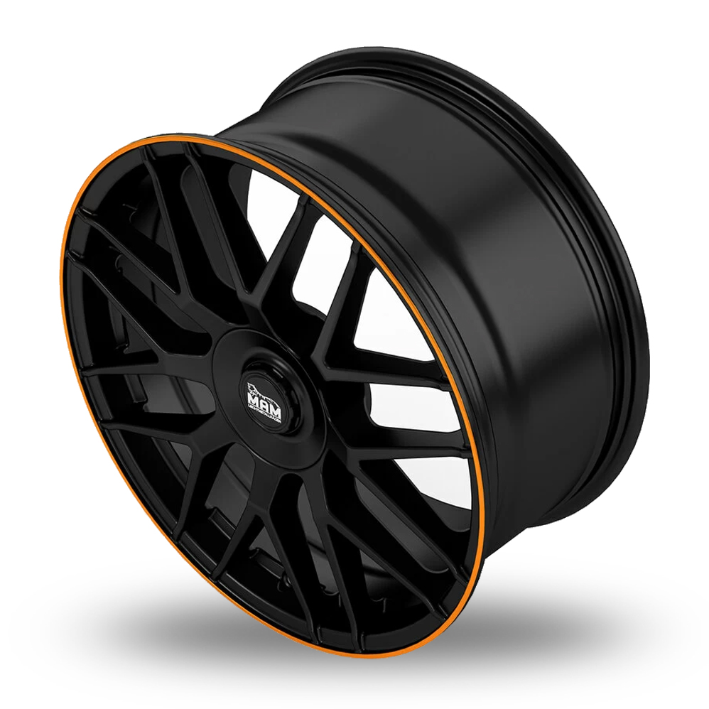 19" MAM GT1 Matt Black Lip Orange Alloy Wheels