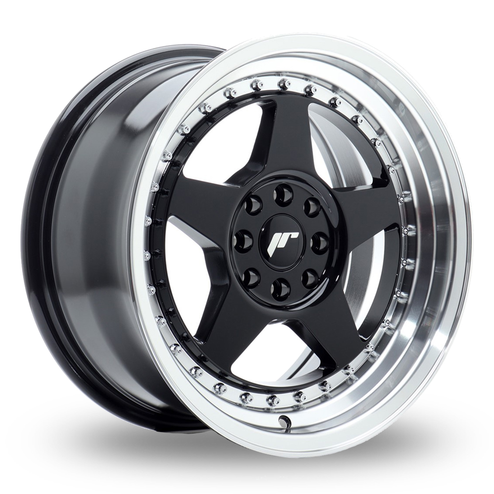 Japan Racing JR6 (8x16) Gloss Black Machined Lip Alloy Wheels