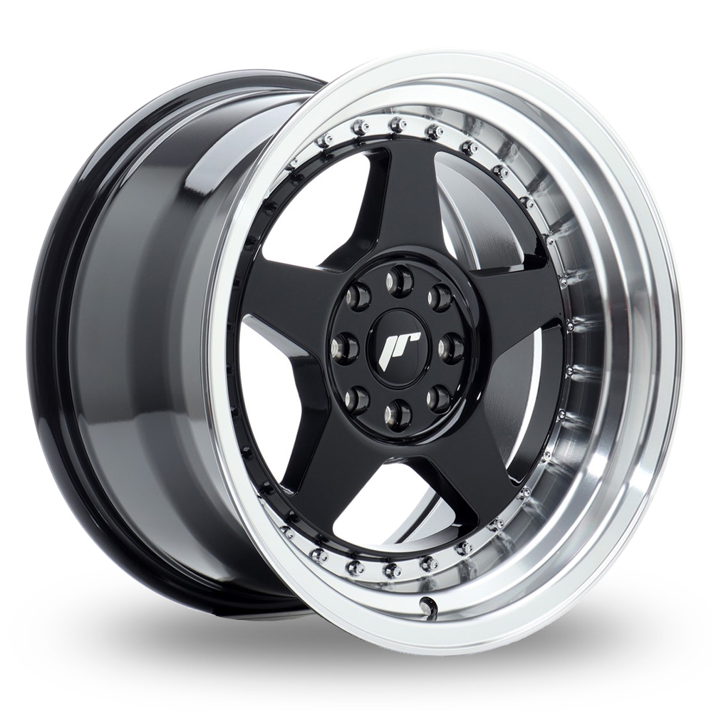 Japan Racing JR6 (9x16) Gloss Black Machined Lip Alloy Wheels