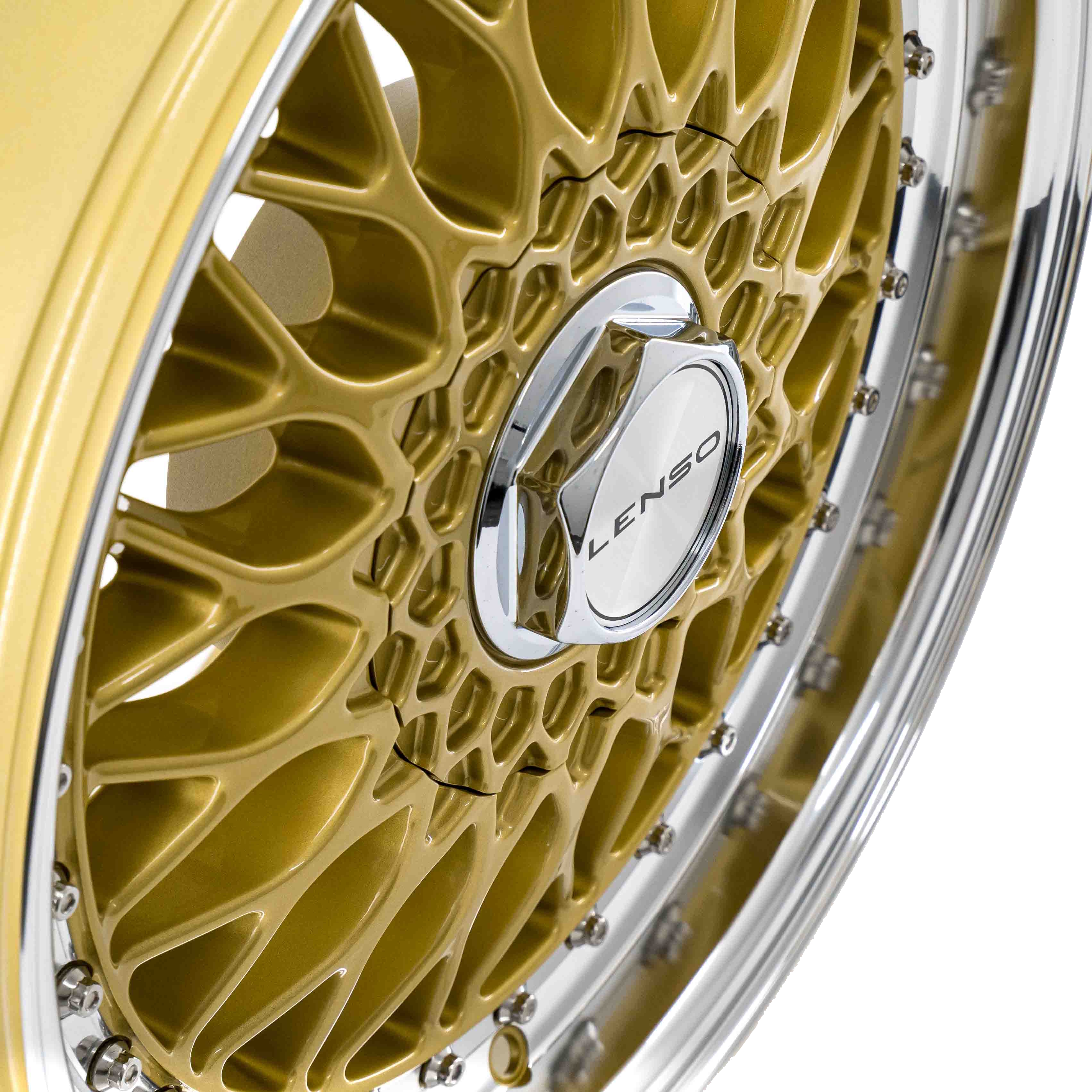 15" Lenso BSX Gloss Gold Polished Alloy Wheels