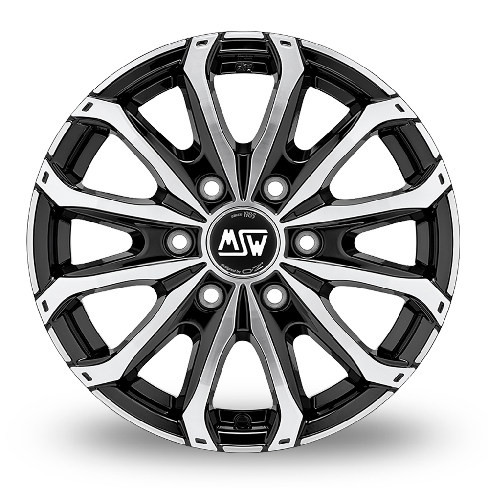 16" MSW (by OZ) 48 VAN 6 Holes Gloss Black Polished Alloy Wheels